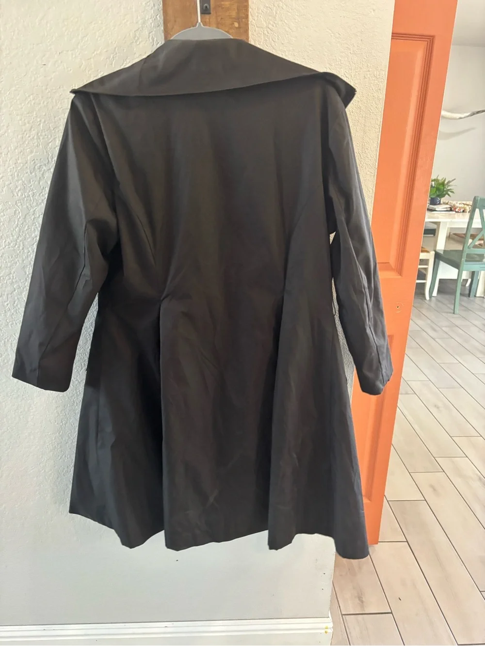 Samuel Dong Women's Black Trench Coat with Statement Collar missing tie